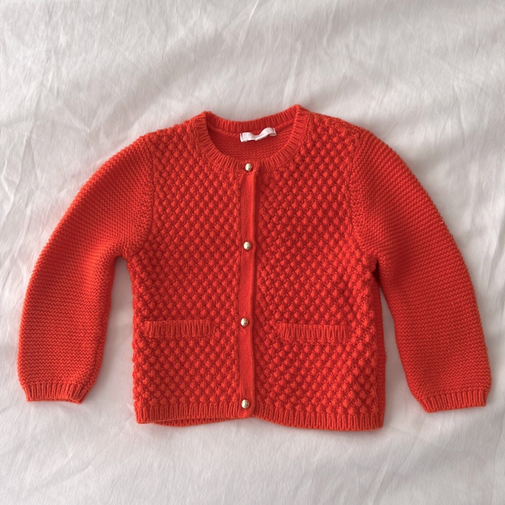 Chloé baby sweater in orange with gold buttons